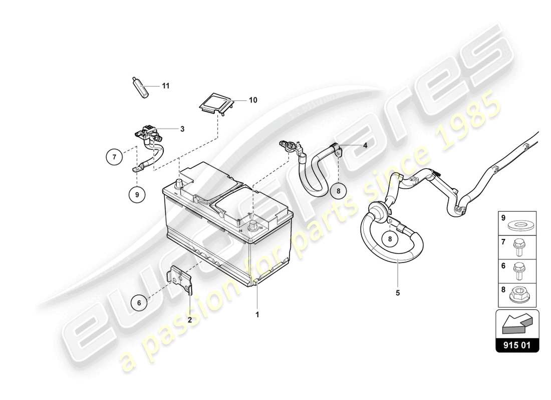 Lamborghini Evo Coupe 2WD (2023) Battery Part Diagram