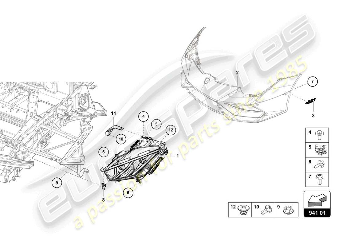 Lamborghini Evo Coupe 2WD (2023) LED HEADLIGHT FRONT Part Diagram