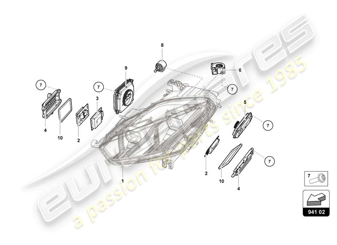 Lamborghini Evo Coupe 2WD (2023) LIGHTING SYSTEM FRONT Part Diagram