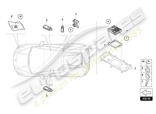 a part diagram from the Lamborghini HURACAN EVO parts catalogue