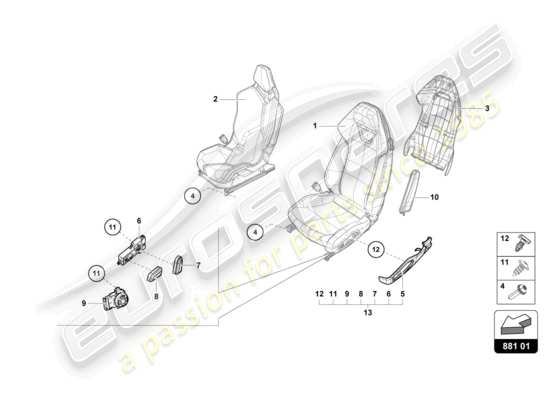 a part diagram from the Lamborghini Evo Coupe 2WD (2023) parts catalogue