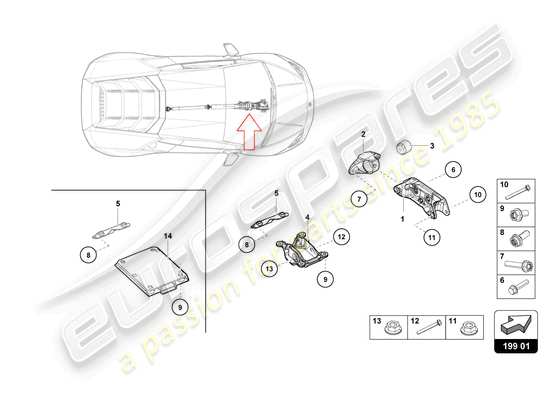 a part diagram from the Lamborghini Evo Spyder (2023) parts catalogue