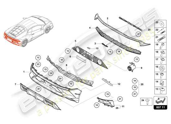 a part diagram from the Lamborghini Evo Spyder (2023) parts catalogue