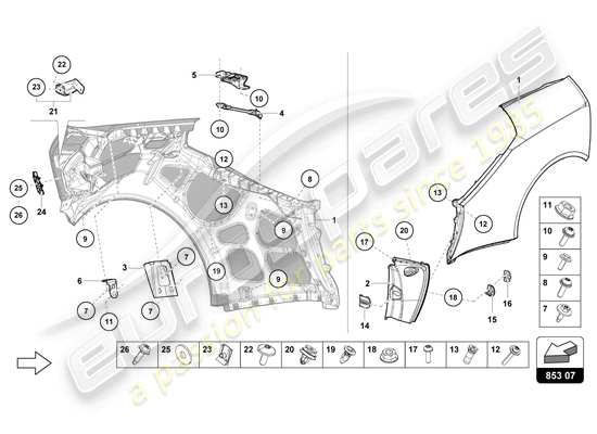 a part diagram from the Lamborghini HURACAN EVO parts catalogue