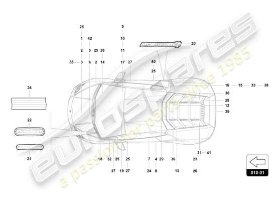 a part diagram from the Lamborghini HURACAN EVO parts catalogue