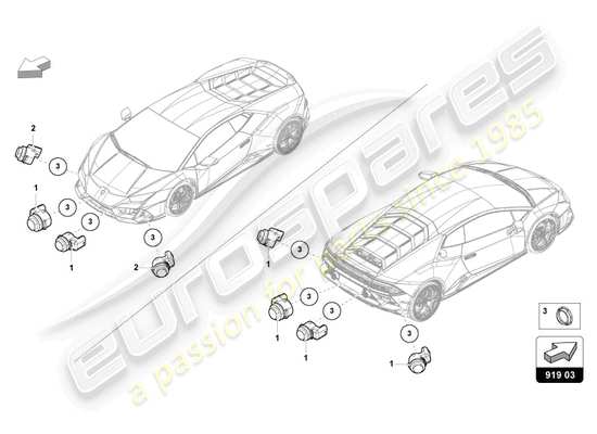 a part diagram from the Lamborghini HURACAN EVO parts catalogue