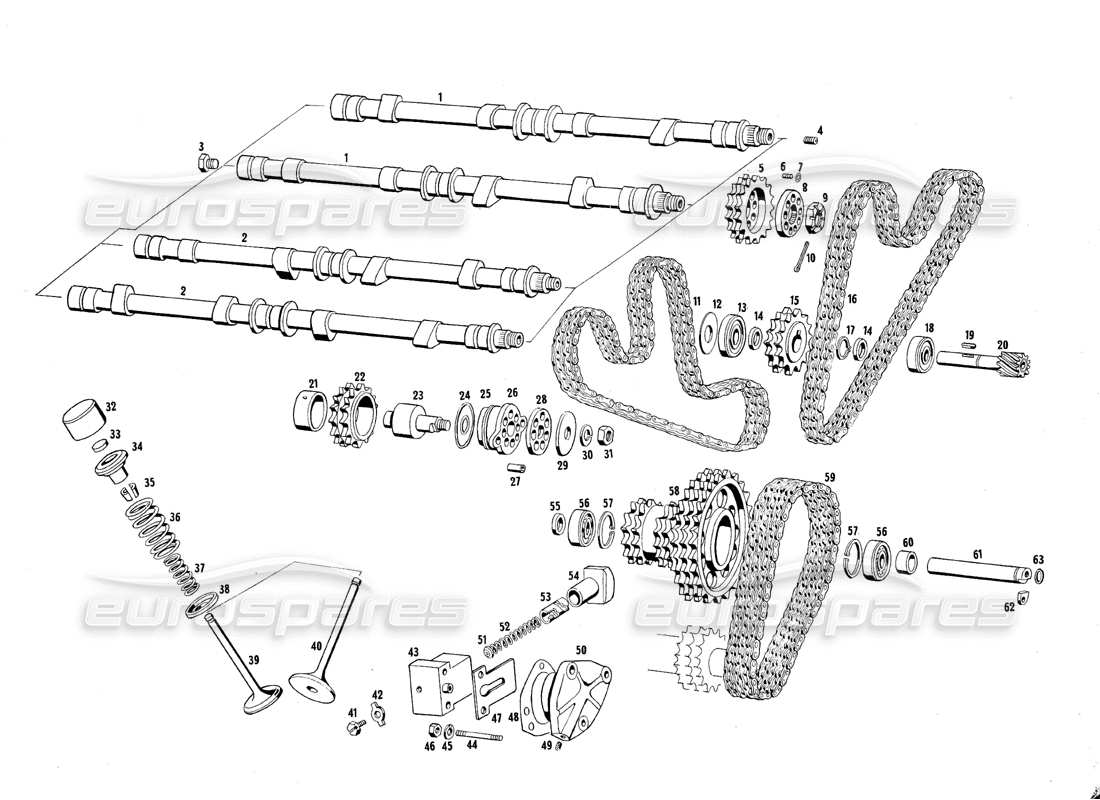 Maserati QTP.V8 4.7 (S1 & S2) 1967 timing Parts Diagram