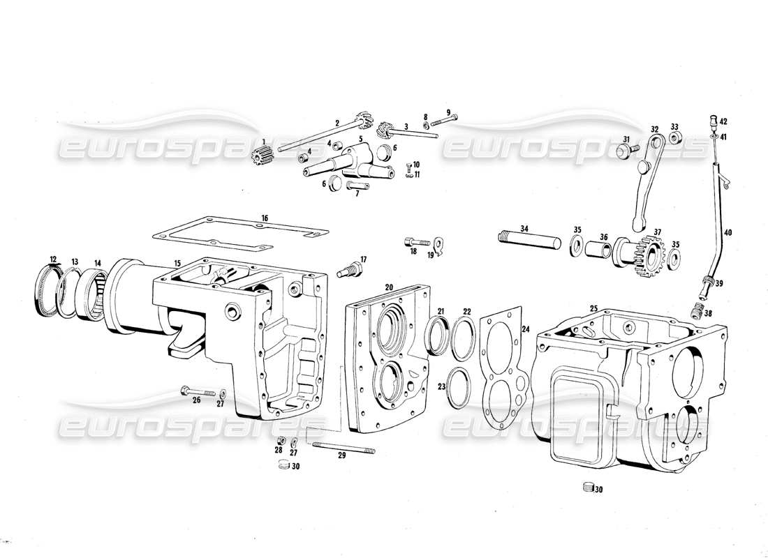 Maserati QTP.V8 4.7 (S1 & S2) 1967 Transmission Housing Parts Diagram