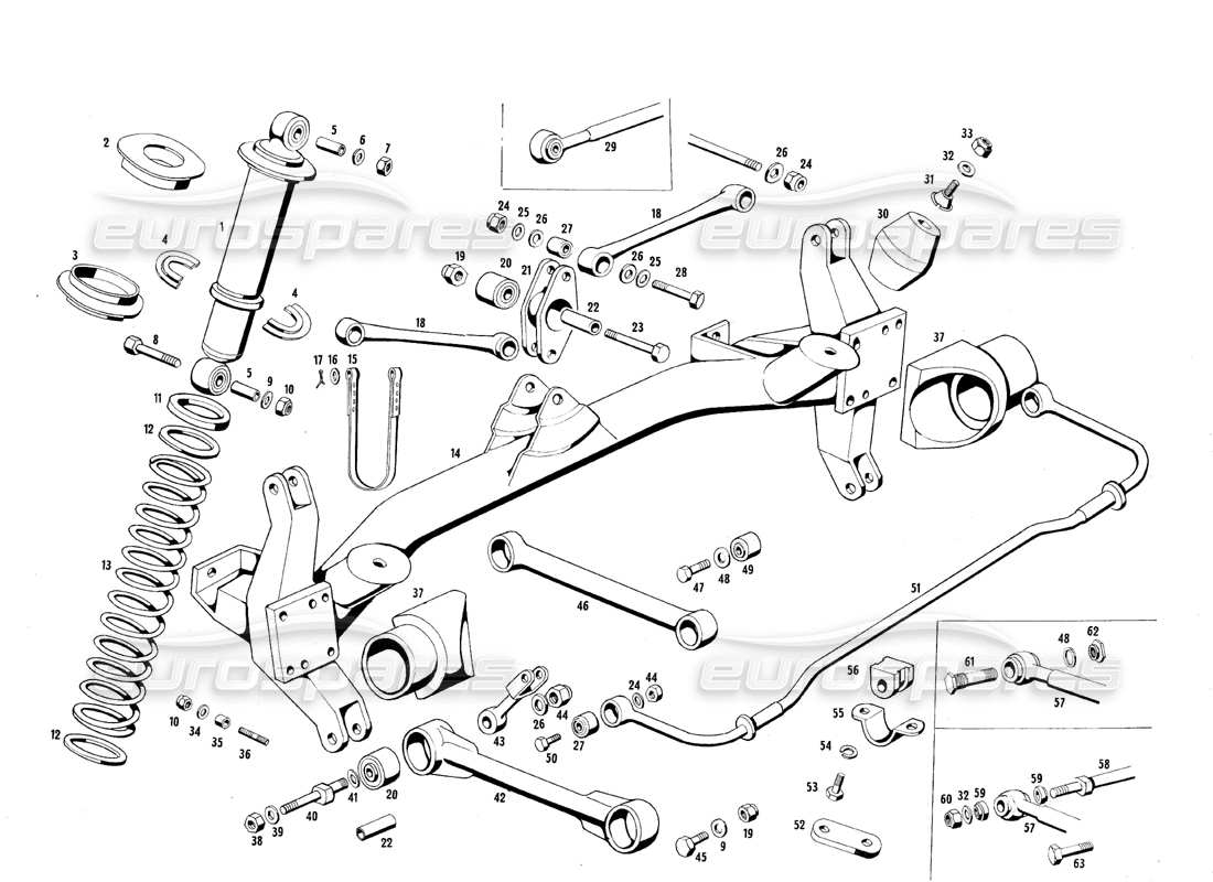Maserati QTP.V8 4.7 (S1 & S2) 1967 Rear Suspension Parts Diagram