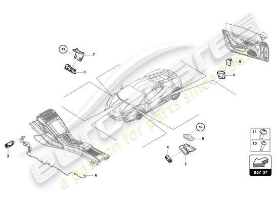 a part diagram from the Lamborghini Evo Spyder 2WD (2022) parts catalogue