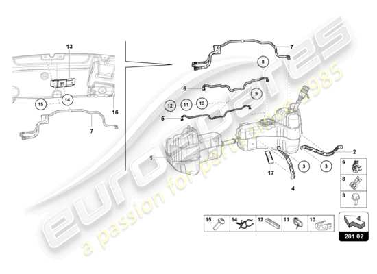 a part diagram from the Lamborghini Huracan Tecnica parts catalogue