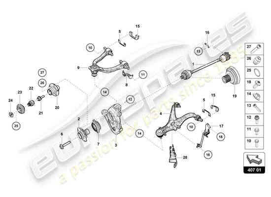 a part diagram from the Lamborghini Huracan Tecnica parts catalogue