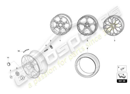 a part diagram from the Lamborghini Huracan Tecnica parts catalogue