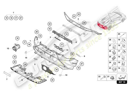 a part diagram from the Lamborghini Huracan Tecnica parts catalogue