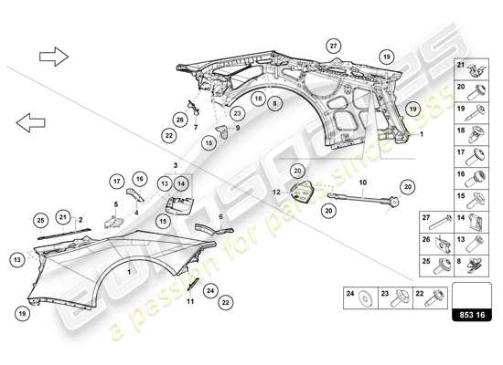 a part diagram from the Lamborghini Huracan Tecnica parts catalogue