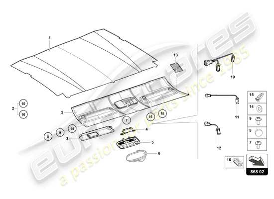 a part diagram from the Lamborghini Huracan Tecnica parts catalogue