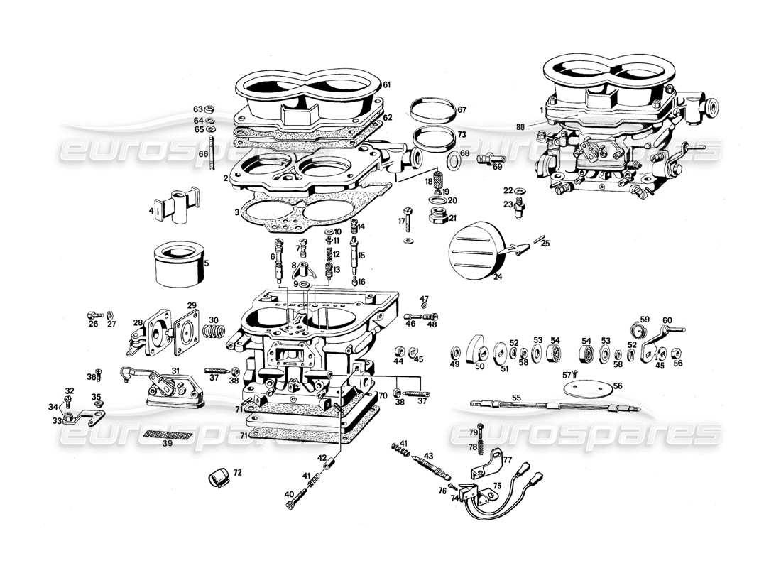 Maserati QTP.V8 4.9 (S3) 1979 carburetor Parts Diagram