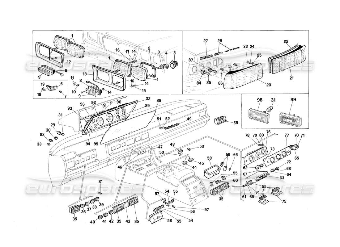 Maserati QTP.V8 4.9 (S3) 1979 Lights Parts Diagram