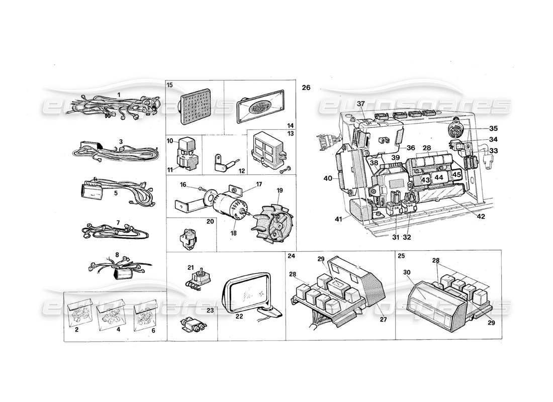 Maserati QTP.V8 4.9 (S3) 1979 electrical system Part Diagram