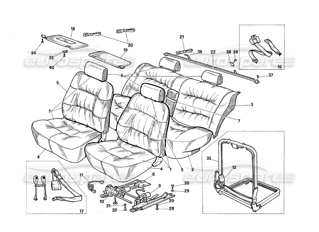 Maserati QTP.V8 4.9 (S3) 1979 Seats Part Diagram