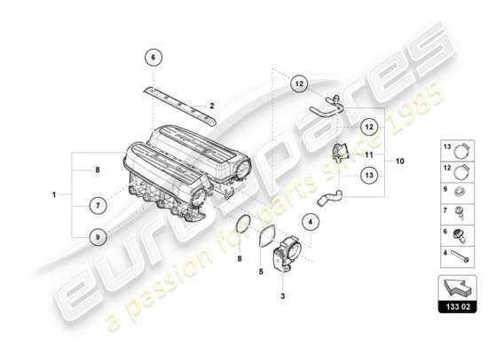 a part diagram from the Lamborghini Huracan Tecnica parts catalogue