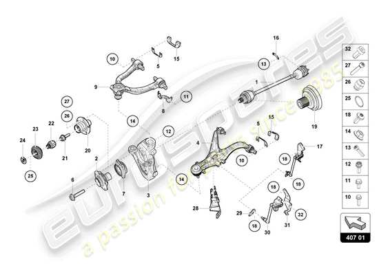 a part diagram from the Lamborghini Huracan Tecnica parts catalogue