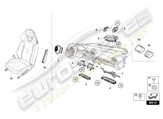 a part diagram from the Lamborghini Huracan Tecnica parts catalogue