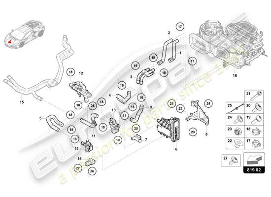 a part diagram from the Lamborghini Revuelto parts catalogue