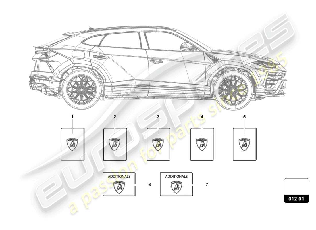 Lamborghini Urus (2020) 1 set vehicle literature Part Diagram