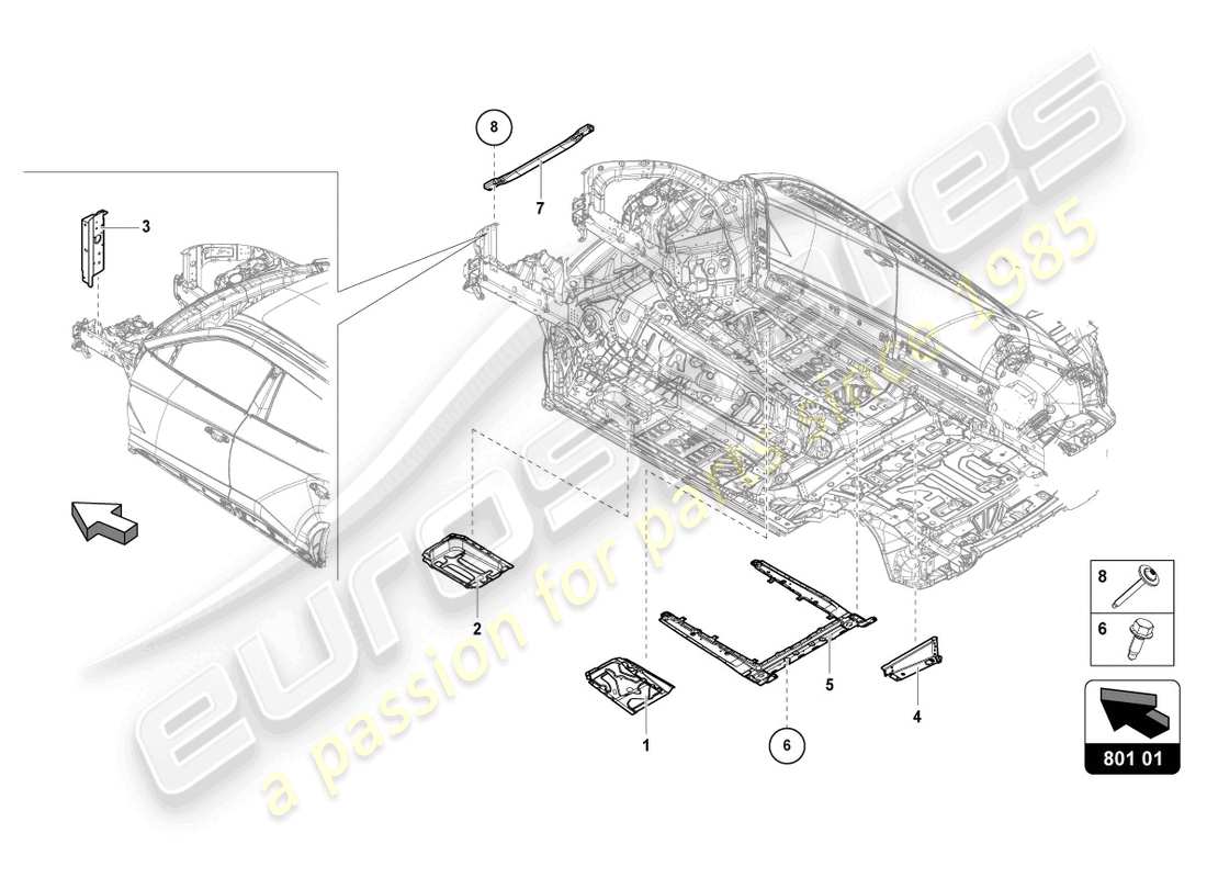 Lamborghini Urus (2020) RETAINER FOR BATTERY Part Diagram