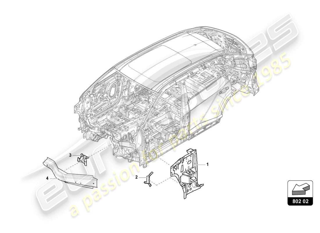 Lamborghini Urus (2020) SECTIONAL PARTS FOR THE SIDE SECTION Parts Diagram