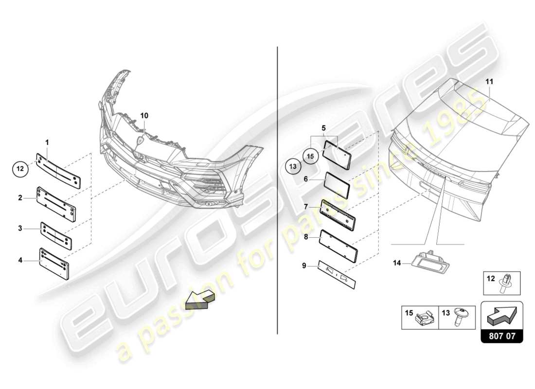Lamborghini Urus (2020) LICENCE PLATE HOLDER Part Diagram