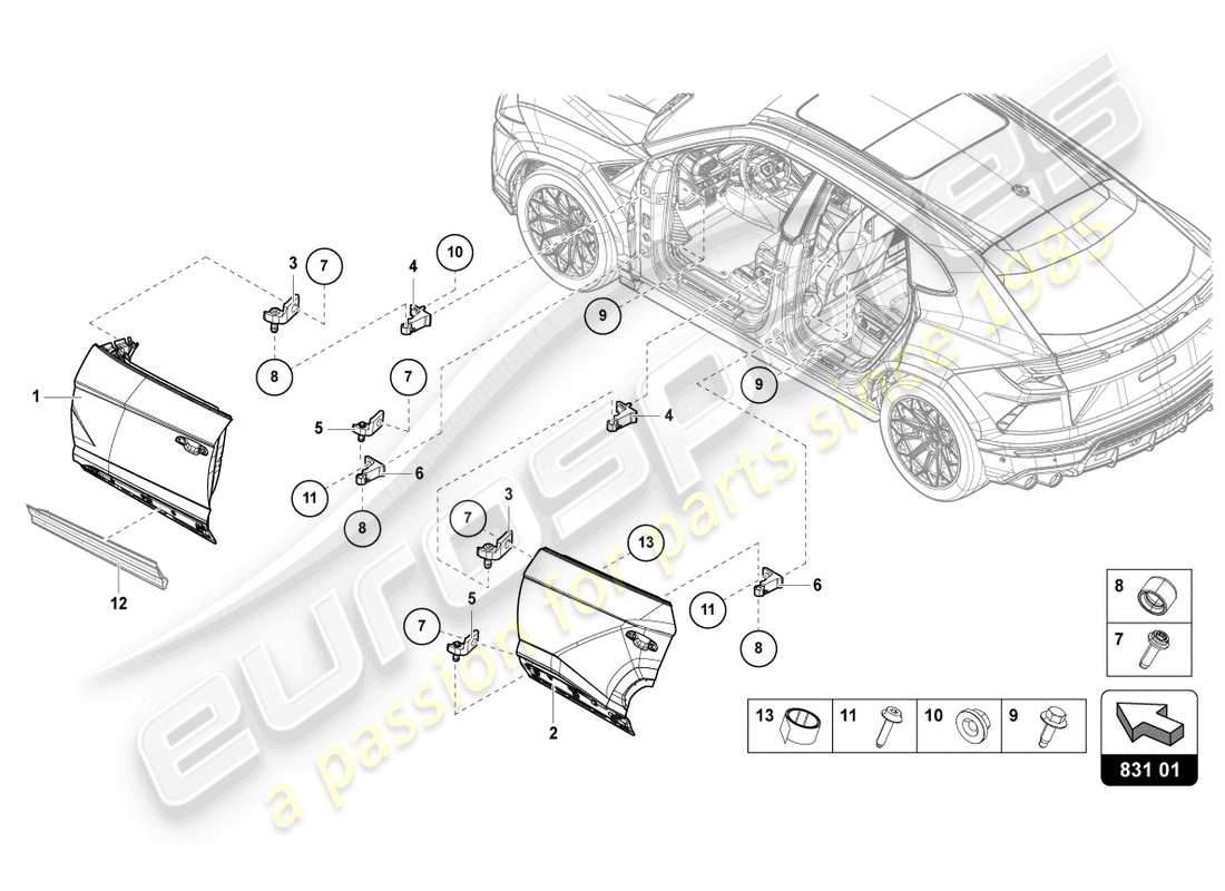 Lamborghini Urus (2020) DOOR Parts Diagram