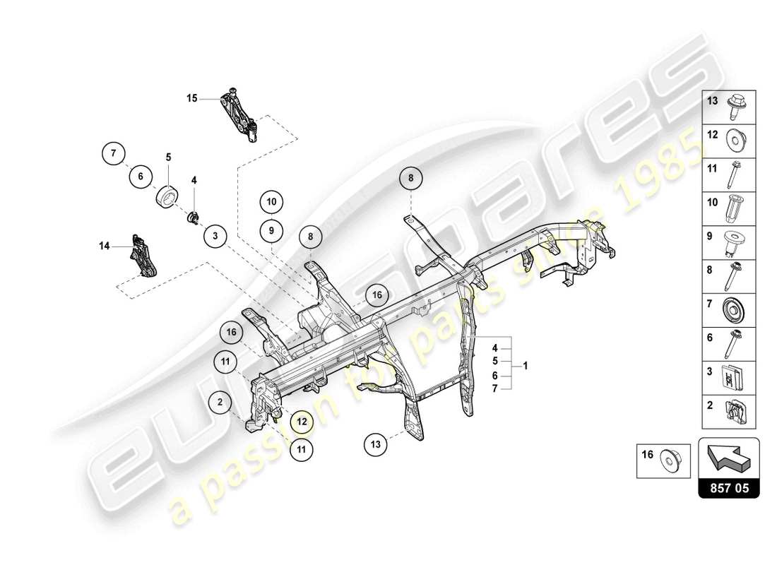 Lamborghini Urus (2020) CROSS MEMBER FOR DASH PANEL Part Diagram