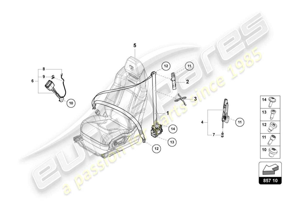 Lamborghini Urus (2020) THREE-POINT SAFETY BELT FRONT Parts Diagram