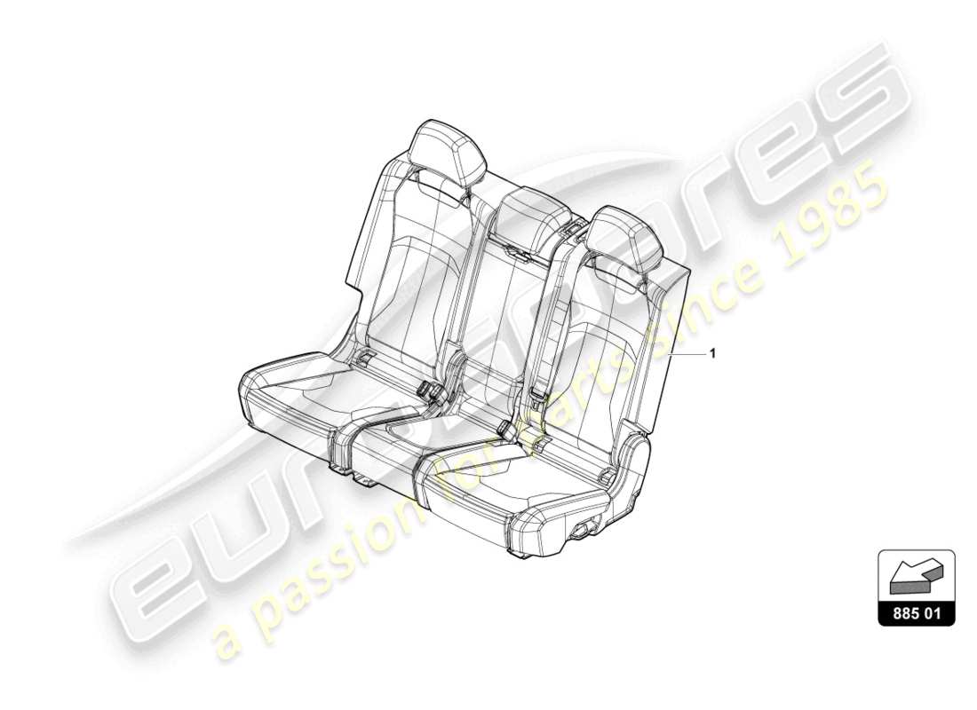 Lamborghini Urus (2020) BENCH SEAT WITH BACKREST AND HEADREST Parts Diagram
