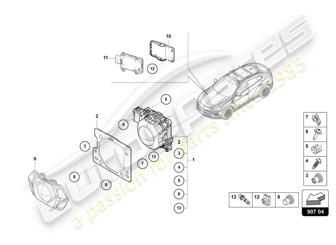 Lamborghini Urus (2020) RADAR SENSOR Parts Diagram