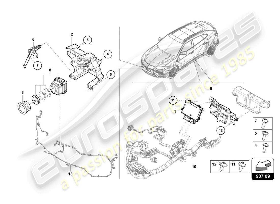 Lamborghini Urus (2020) CAMERA FOR NIGHT-VISION SYSTEM Parts Diagram