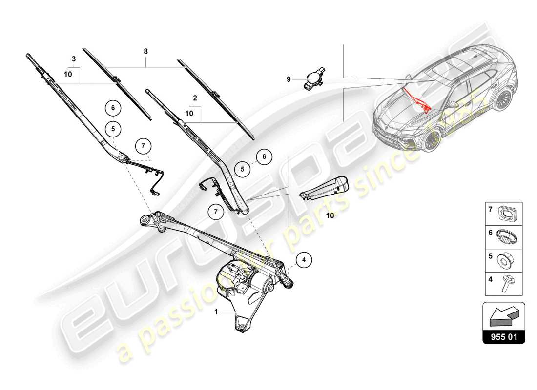 Lamborghini Urus (2020) WINDSHIELD WIPER Parts Diagram