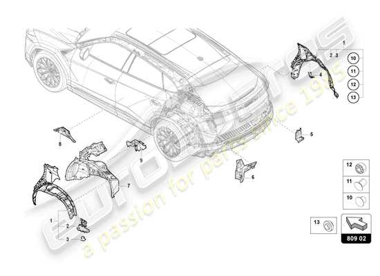 a part diagram from the Lamborghini Urus parts catalogue