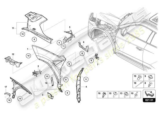 a part diagram from the Lamborghini Urus parts catalogue