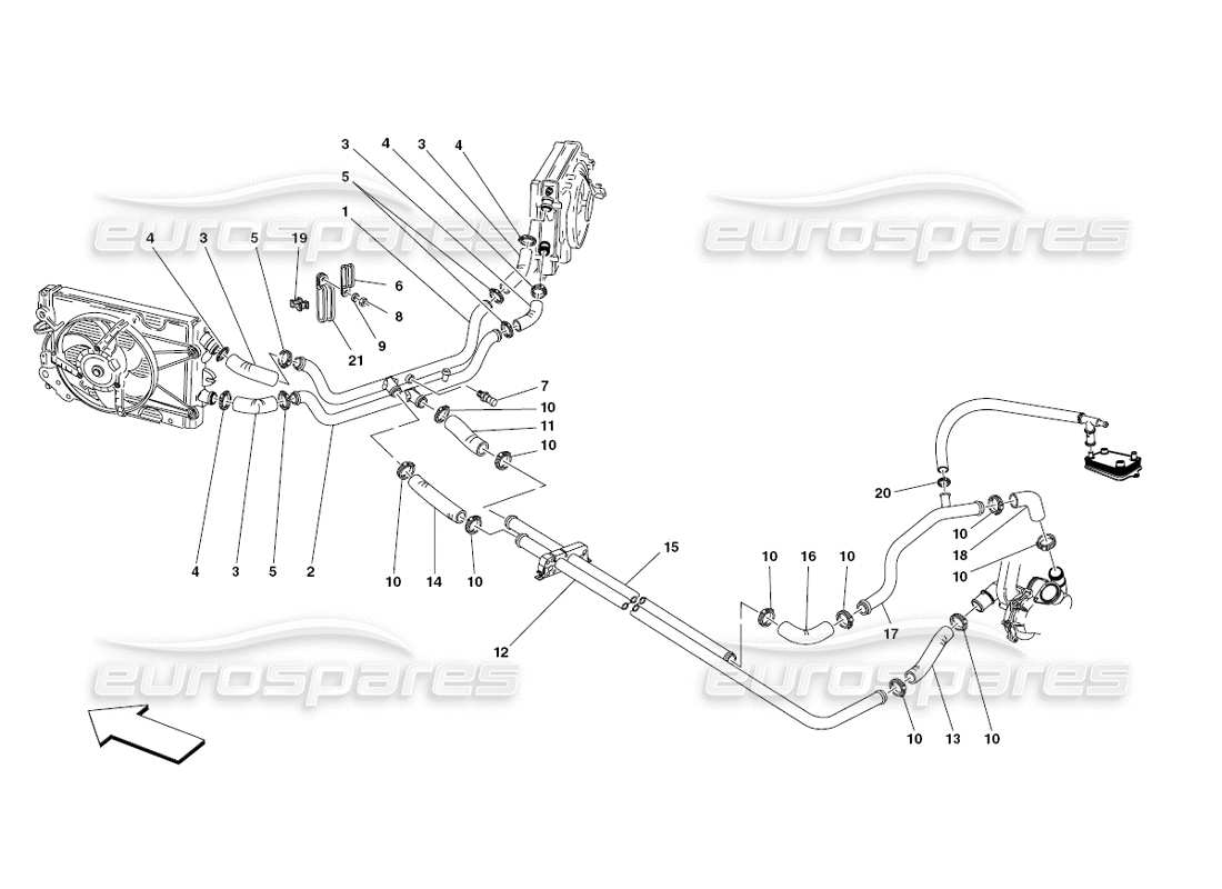 Ferrari 430 Challenge (2006) Cooling System Parts Diagram