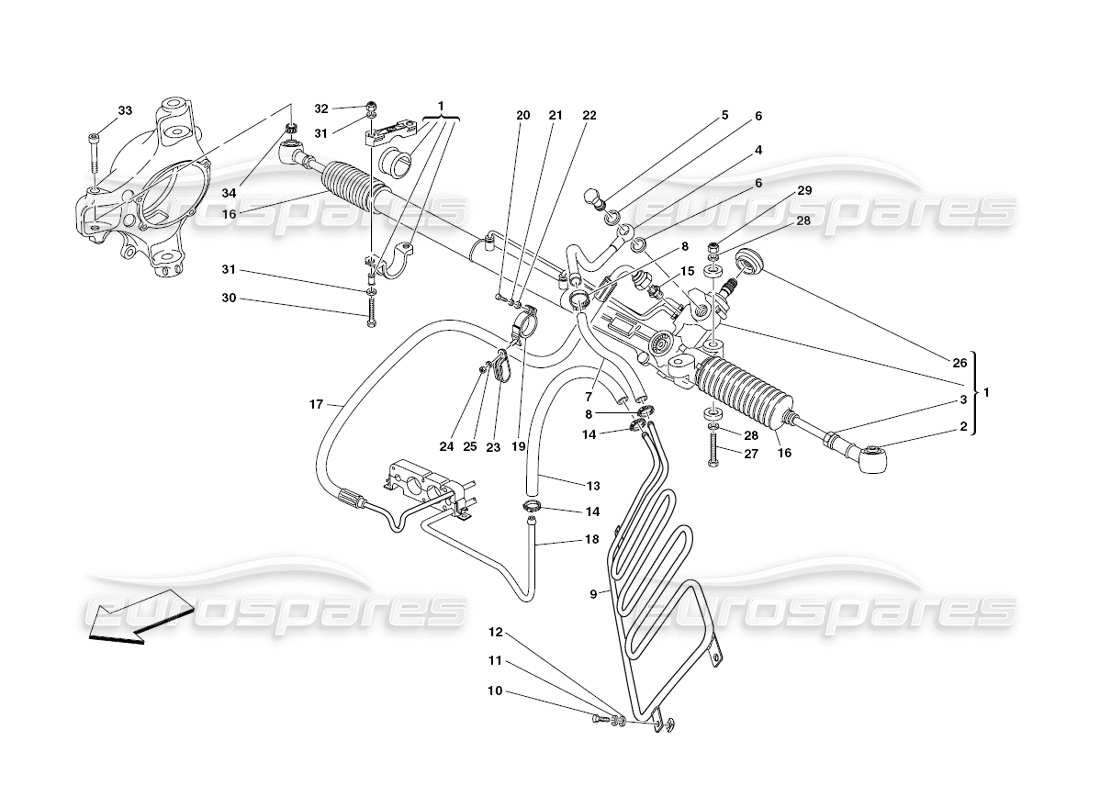 Ferrari 430 Challenge (2006) Hydraulic Steering Box and Serpentine Part Diagram