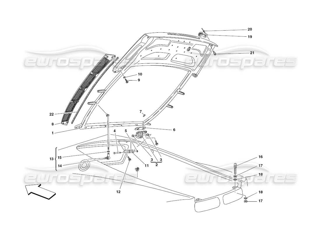 Ferrari 430 Challenge (2006) Engine Bonnet Parts Diagram