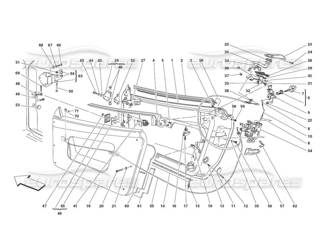 Ferrari 430 Challenge (2006) Doors - Framework and Coverings Parts Diagram