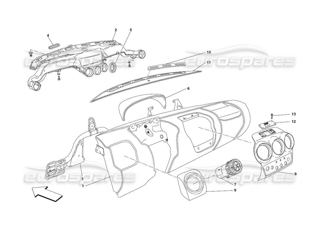 Ferrari 430 Challenge (2006) DASHBOARD Parts Diagram