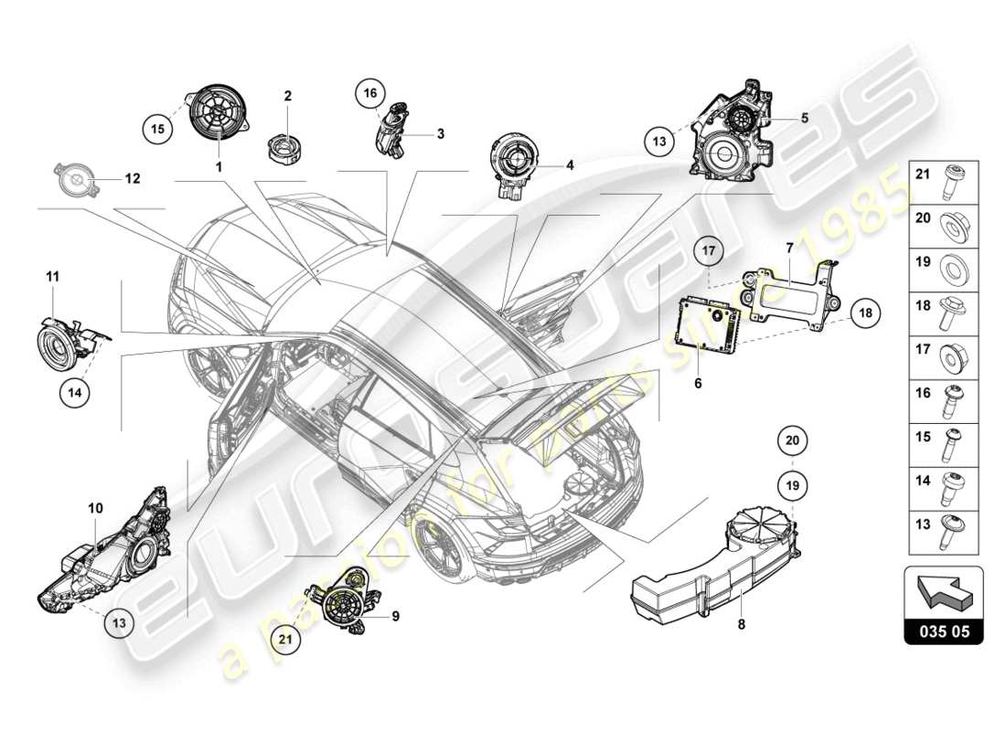 Lamborghini Urus (2021) electrical parts for audio system Part Diagram