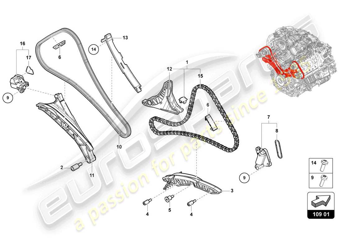 Lamborghini Urus (2021) TIMING CHAIN Part Diagram