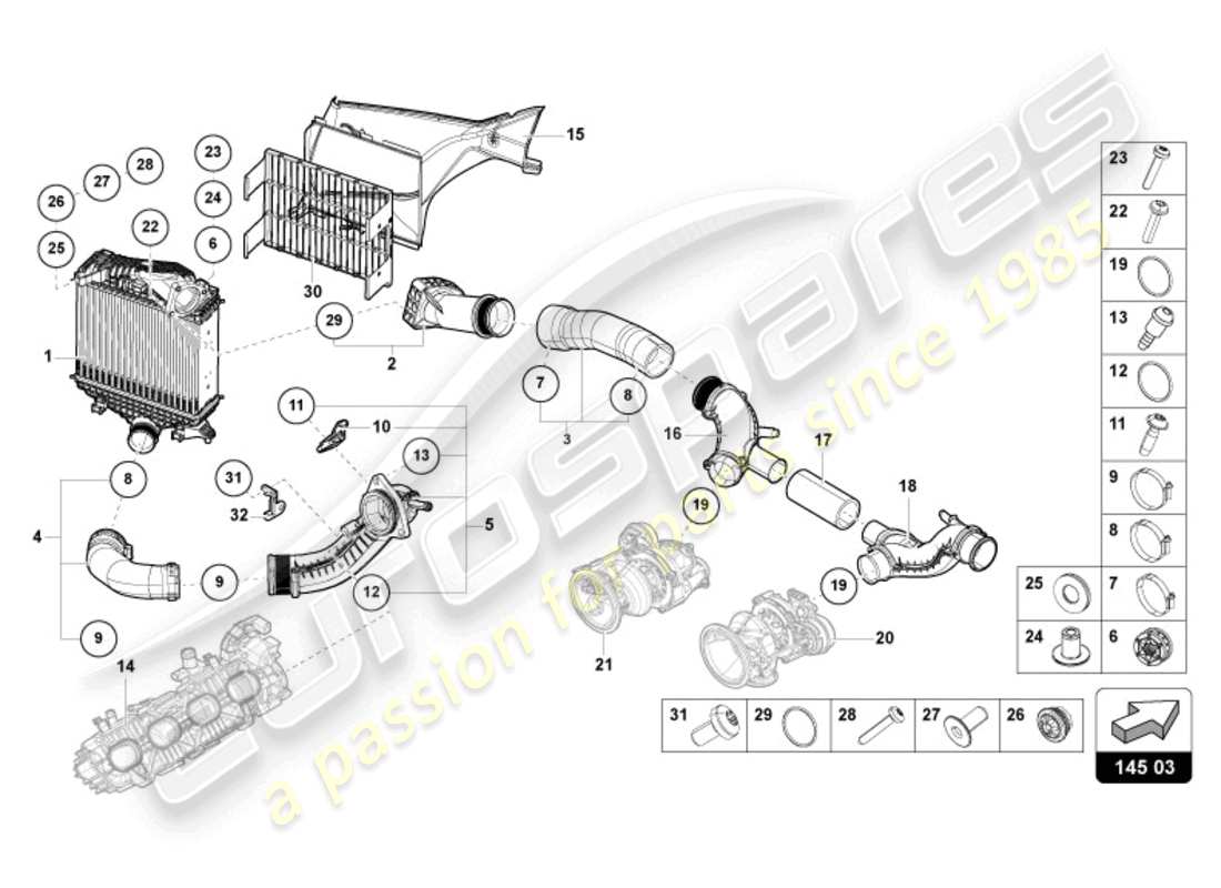 Lamborghini Urus (2021) CHARGE AIR COOLER LEFT Part Diagram