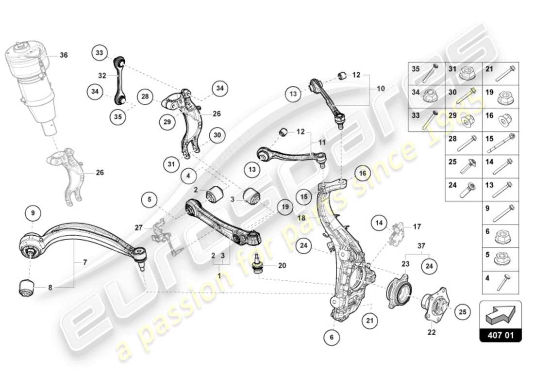 Lamborghini Urus (2021) SUSPENSION FRONT Part Diagram